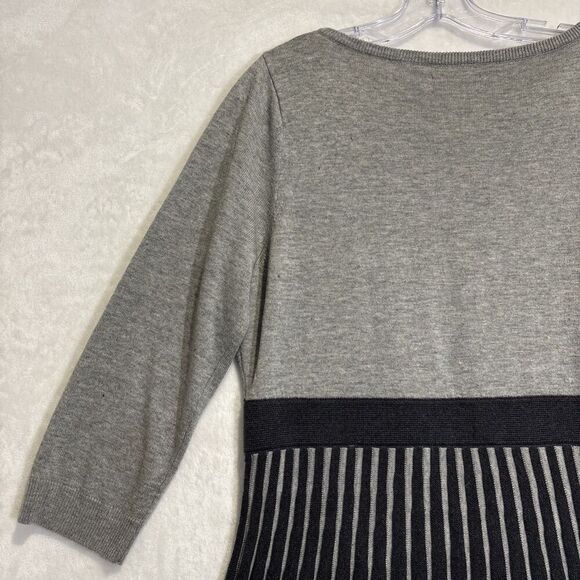 Calvin Klein Women's Ribbed Fit & Flare Sweater Dress Large Gray Classic Career - Picture 8 of 15